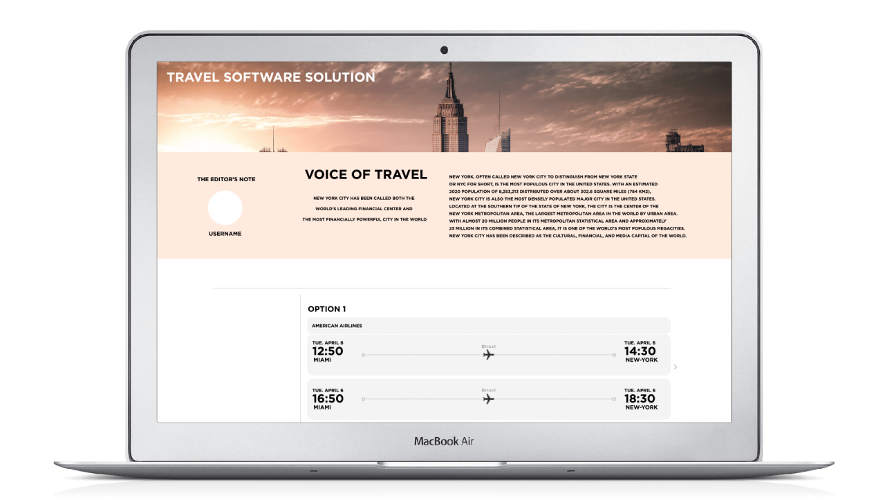 Travel Software Solution - Options
